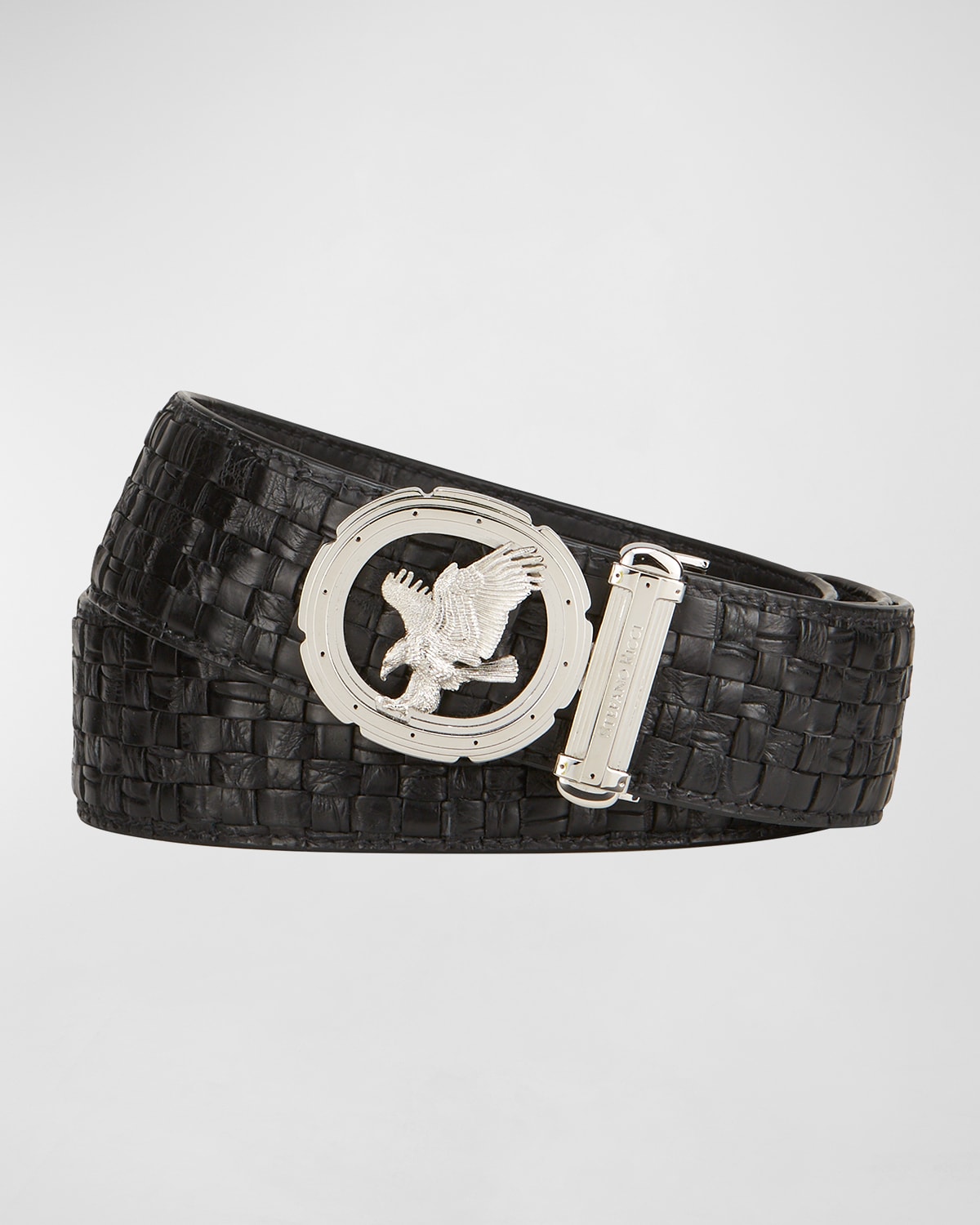 Stefano Ricci Men's Crocodile Belt With Eagle Buckle In Black