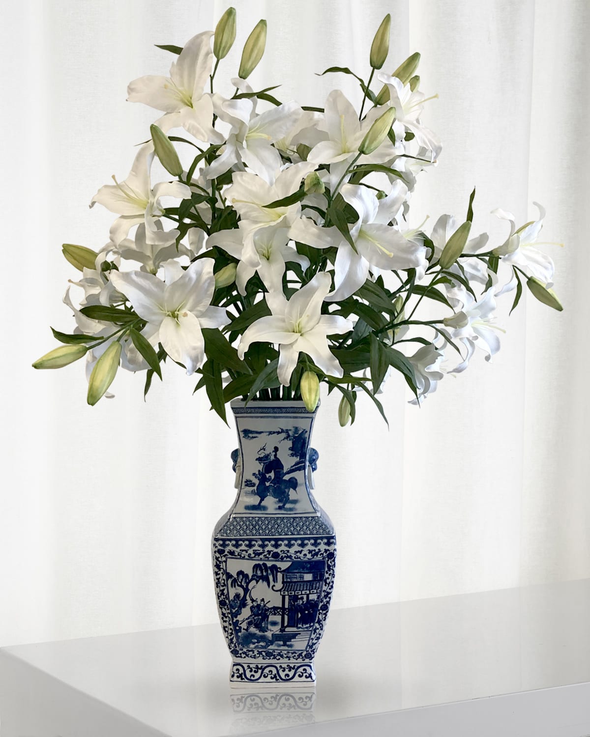 Shop Winward Home Casablanca Lily In Chinese Vase In White/green