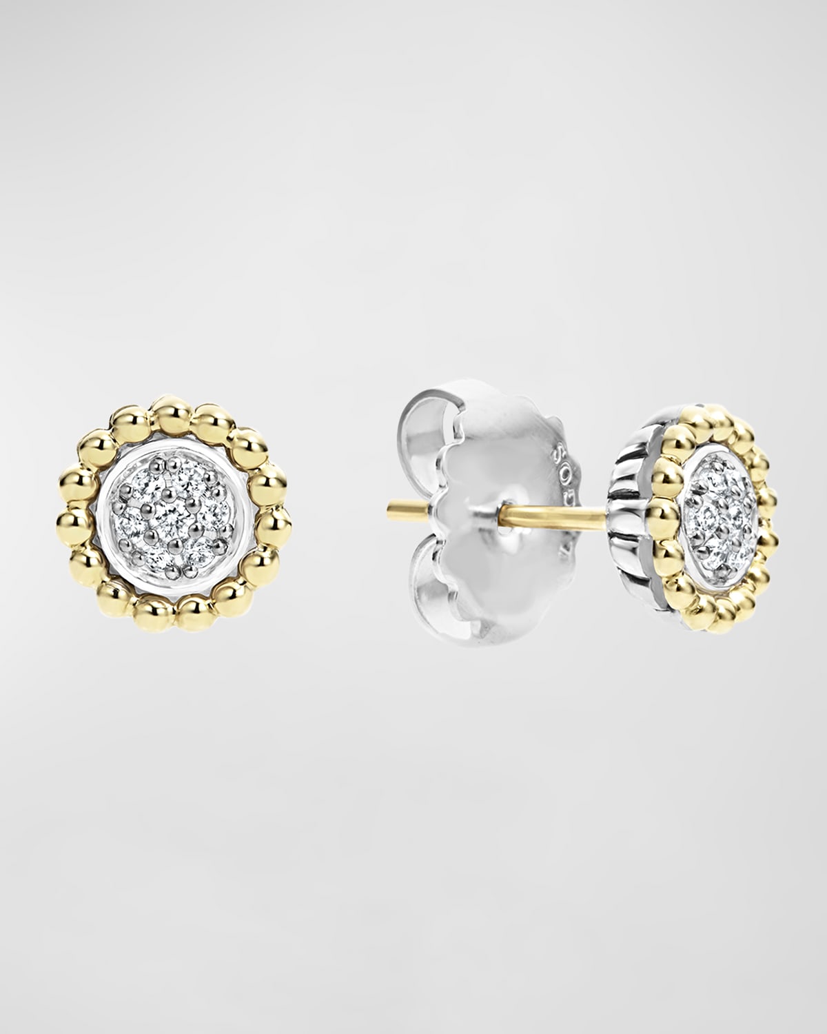 Lagos Diamonds & Caviar Stud Earrings, 9mm
