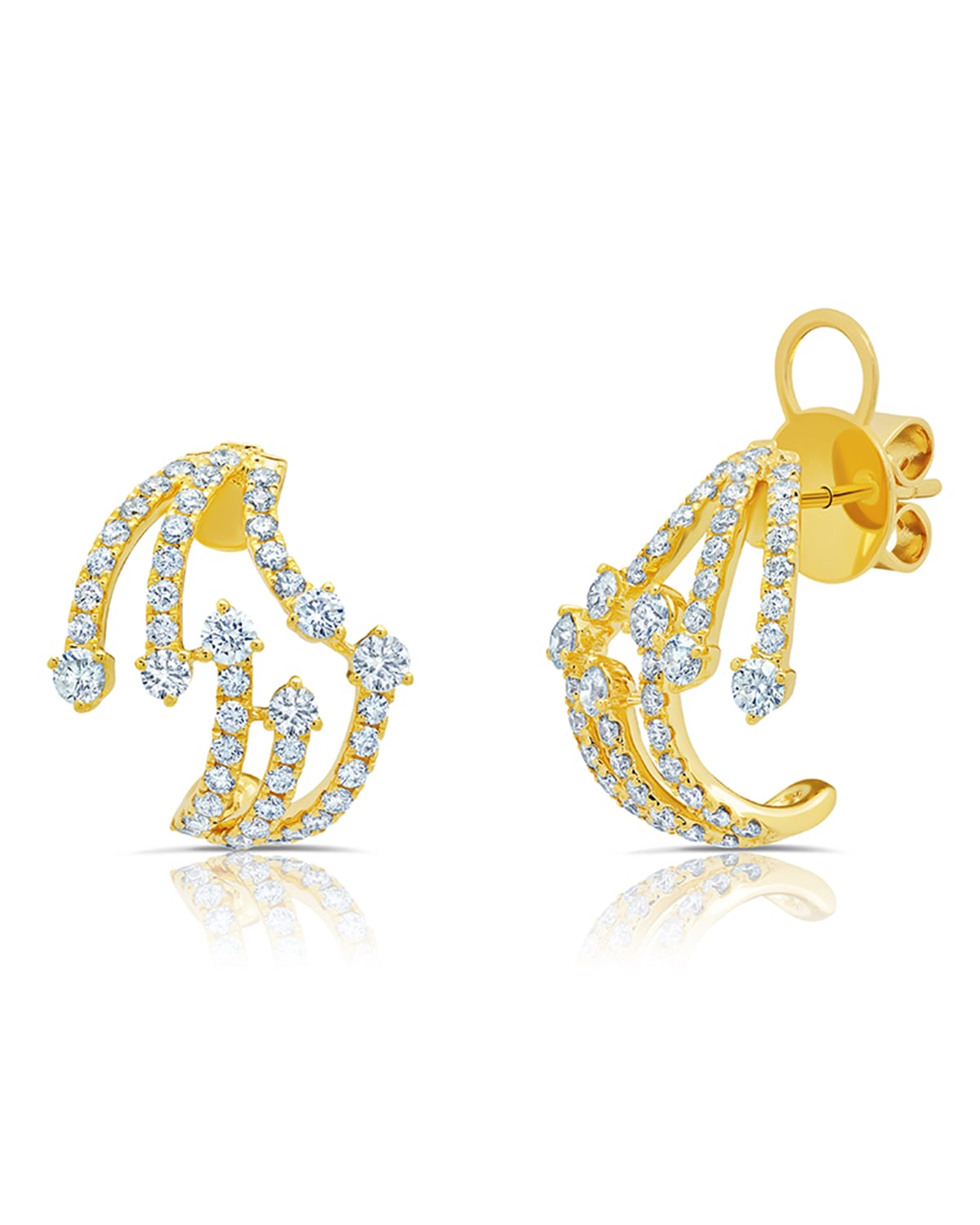 Graziela Gems 18k Yellow Gold Diamond Cage Post Back Earrings