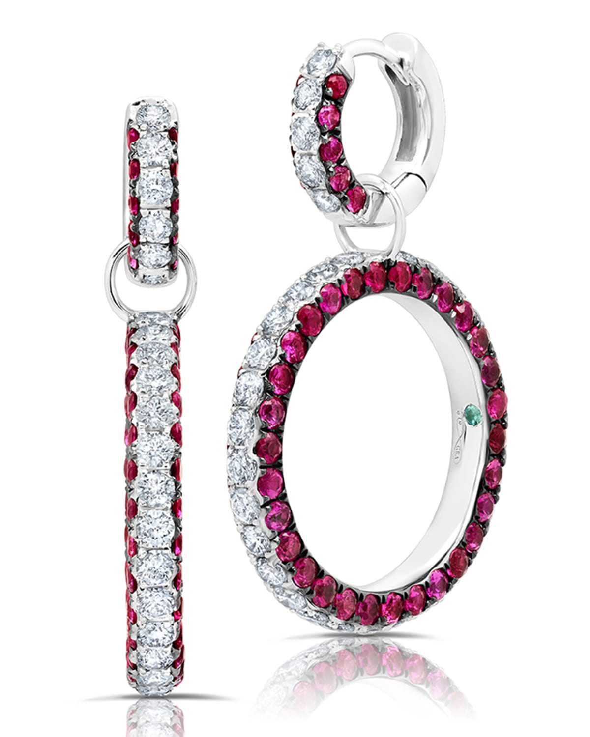 Graziela Gems 18k Ruby and Diamond 3-Sided Detachable Earrings