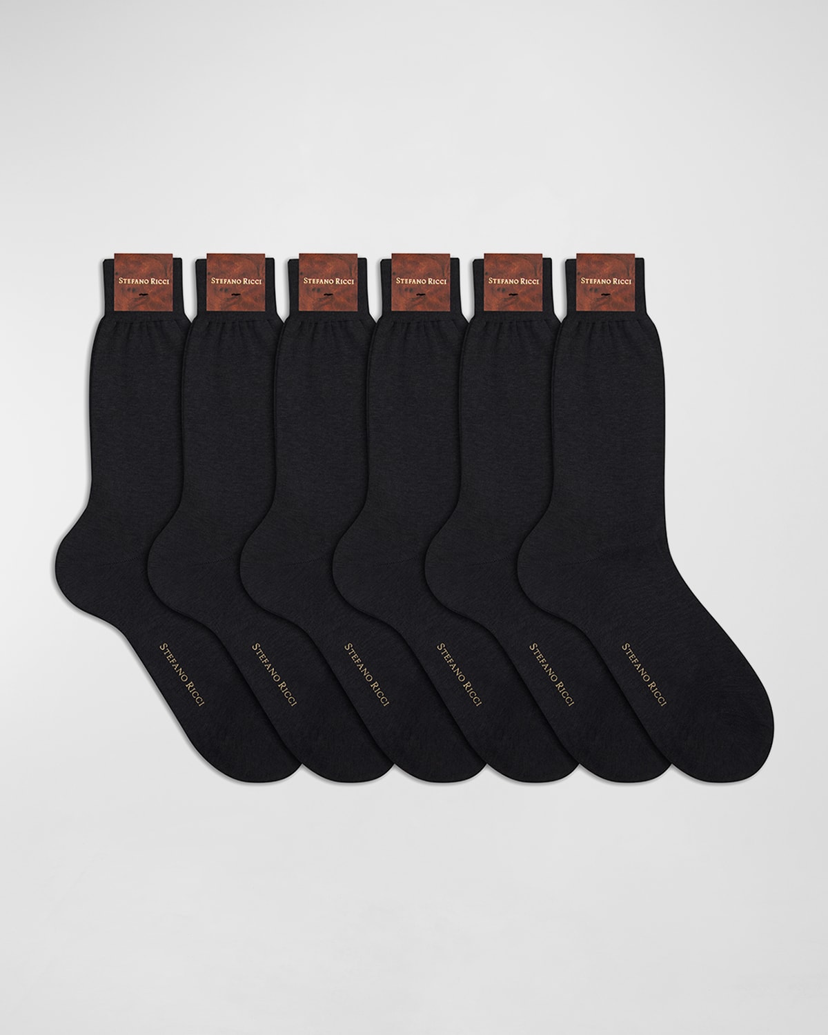 Stefano Ricci Men's 6-pack Solid Cotton Socks In Black