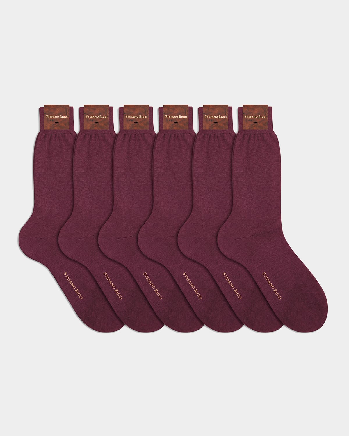 Stefano Ricci Men's 6-pack Solid Cotton Socks In Burgundy