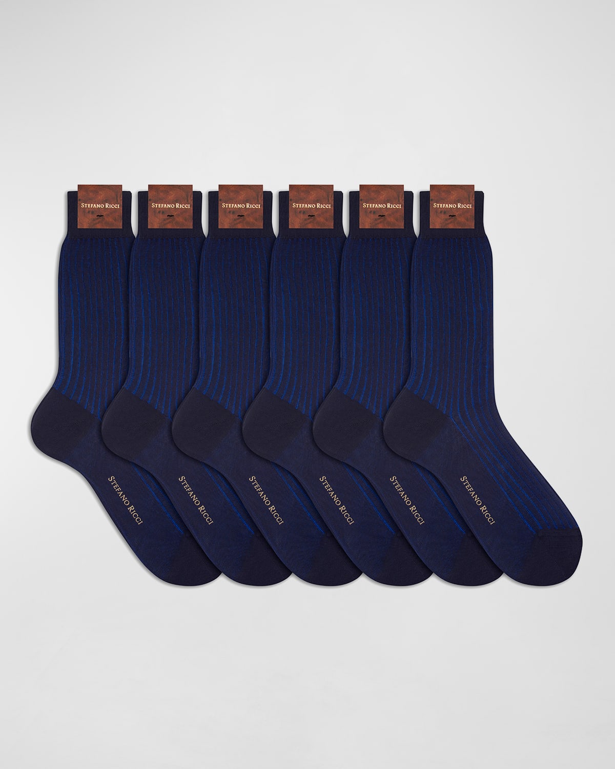 Stefano Ricci Men's 6-pack Cotton Socks In Blue Stripes