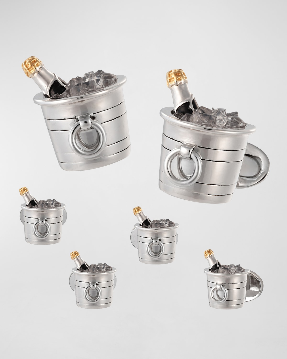 Men's Champagne Bucket Cufflink Stud Set