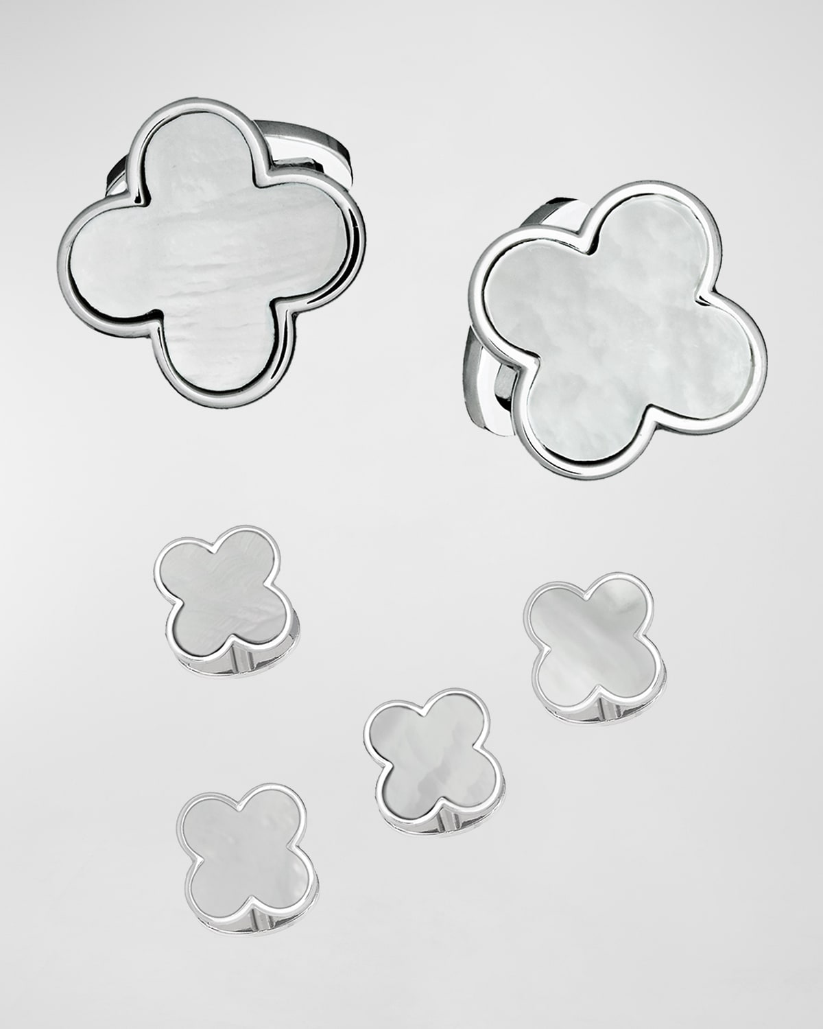 Men's Mother-of-Pearl Clover Cufflink Stud Set