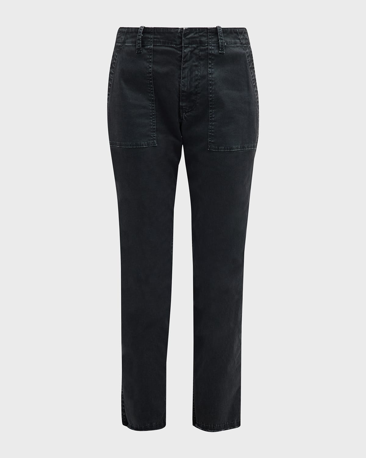 Nili Lotan Cropped French Cotton-terry Track Pants In Carbon