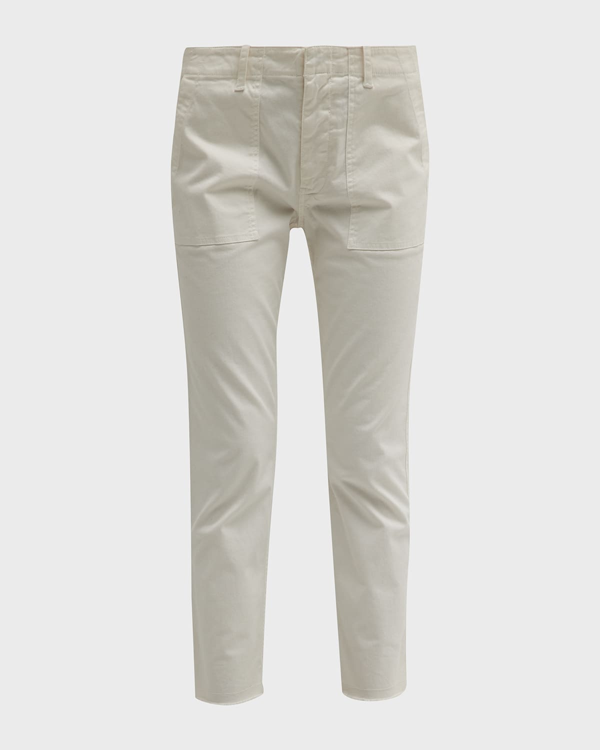 Nili Lotan Stretch Cotton Twill Crop Military Pants In Eggshell