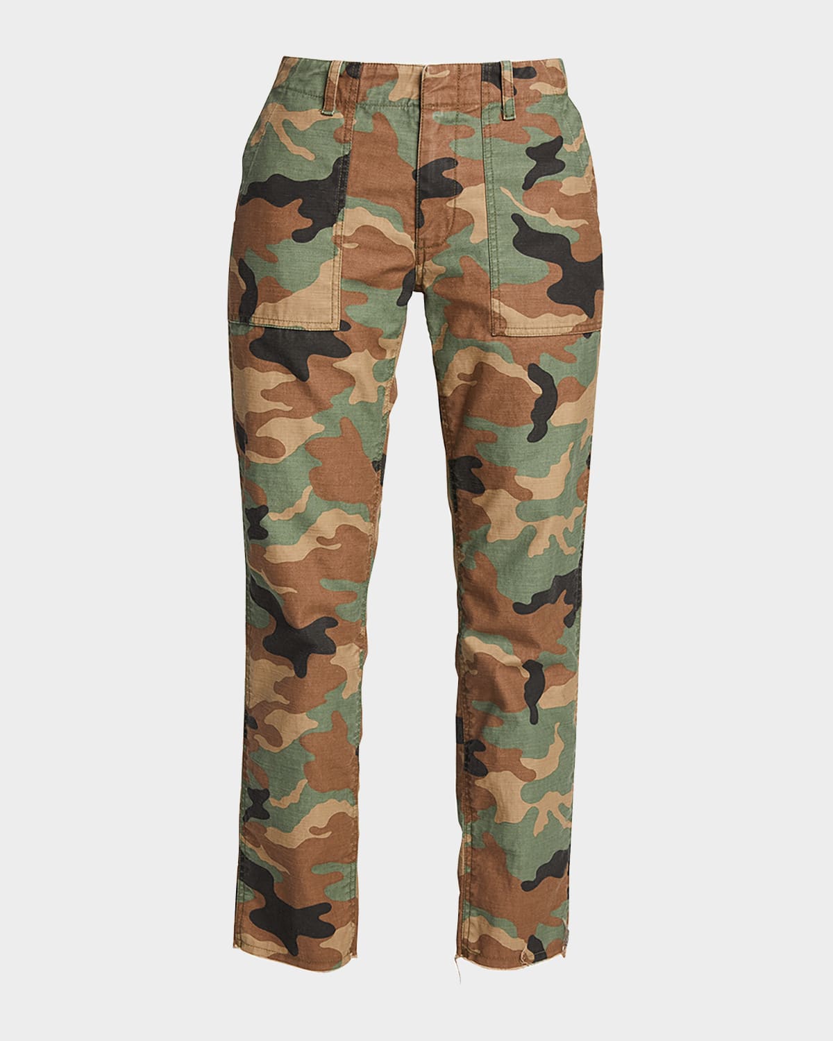 Nili Lotan Jenna Cropped Raw-edge Pants In Camo