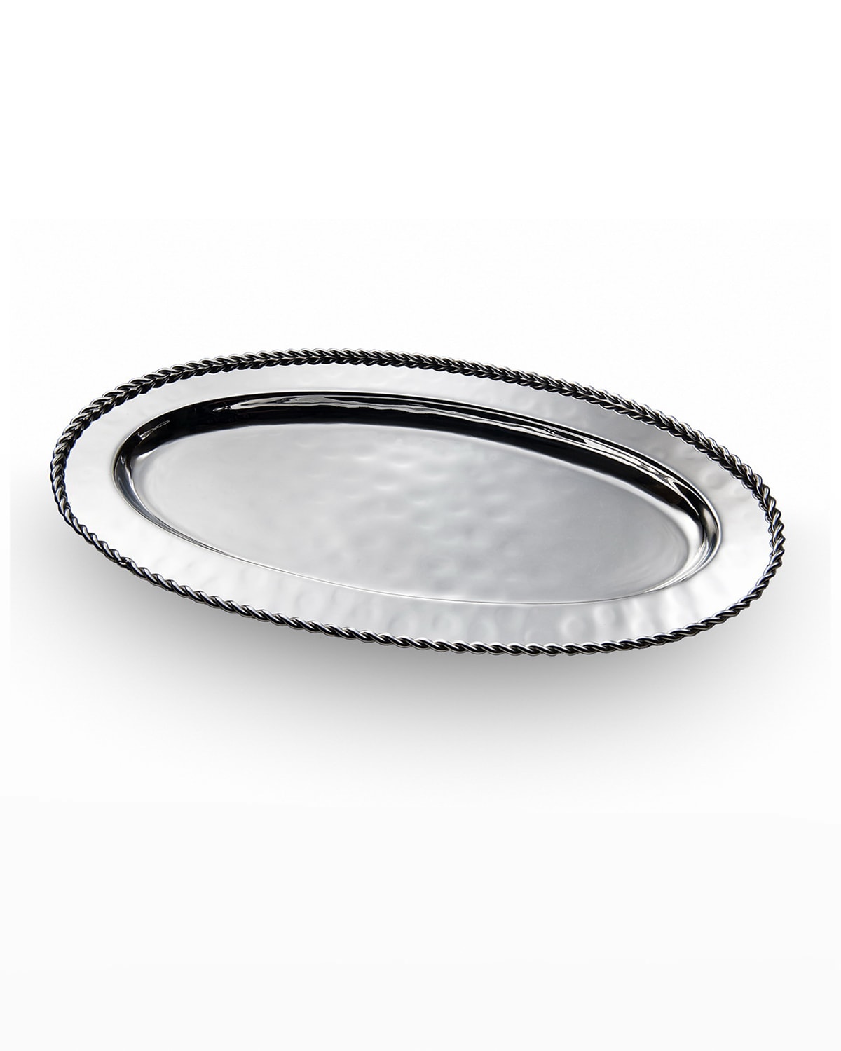 Shop Mary Jurek Paloma Oval Tray With Braided Wire In Stainless Steel