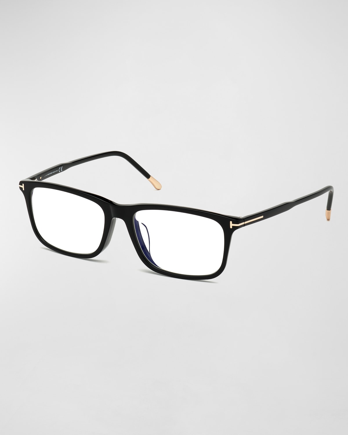 TOM FORD MEN'S BLUE BLOCK RECTANGLE ACETATE OPTICAL FRAMES