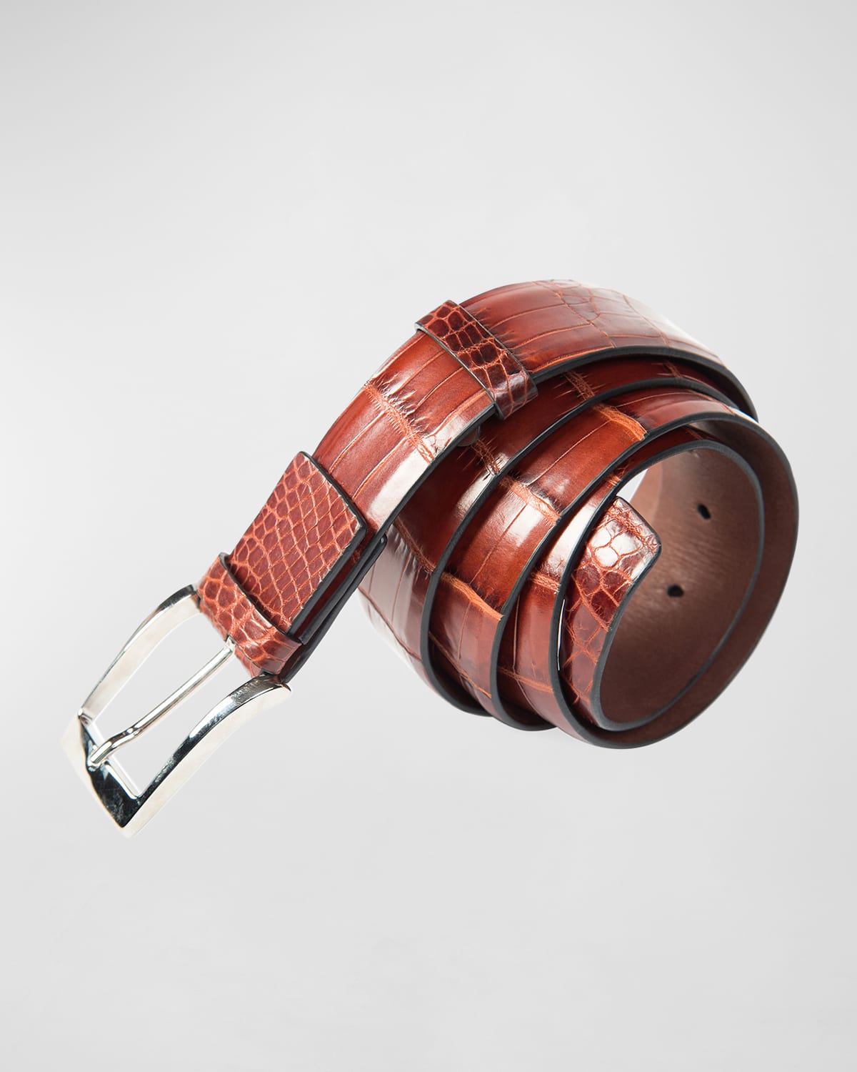 Zambezi Grace Men's Crocodile Leather Dress Belt In Cognac