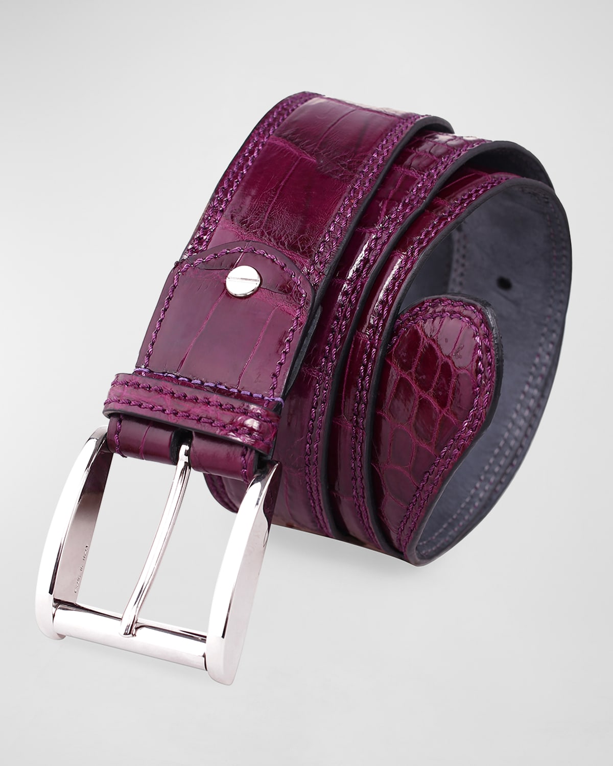 Zambezi Grace Men's Crocodile Leather Dress Belt In African Violet