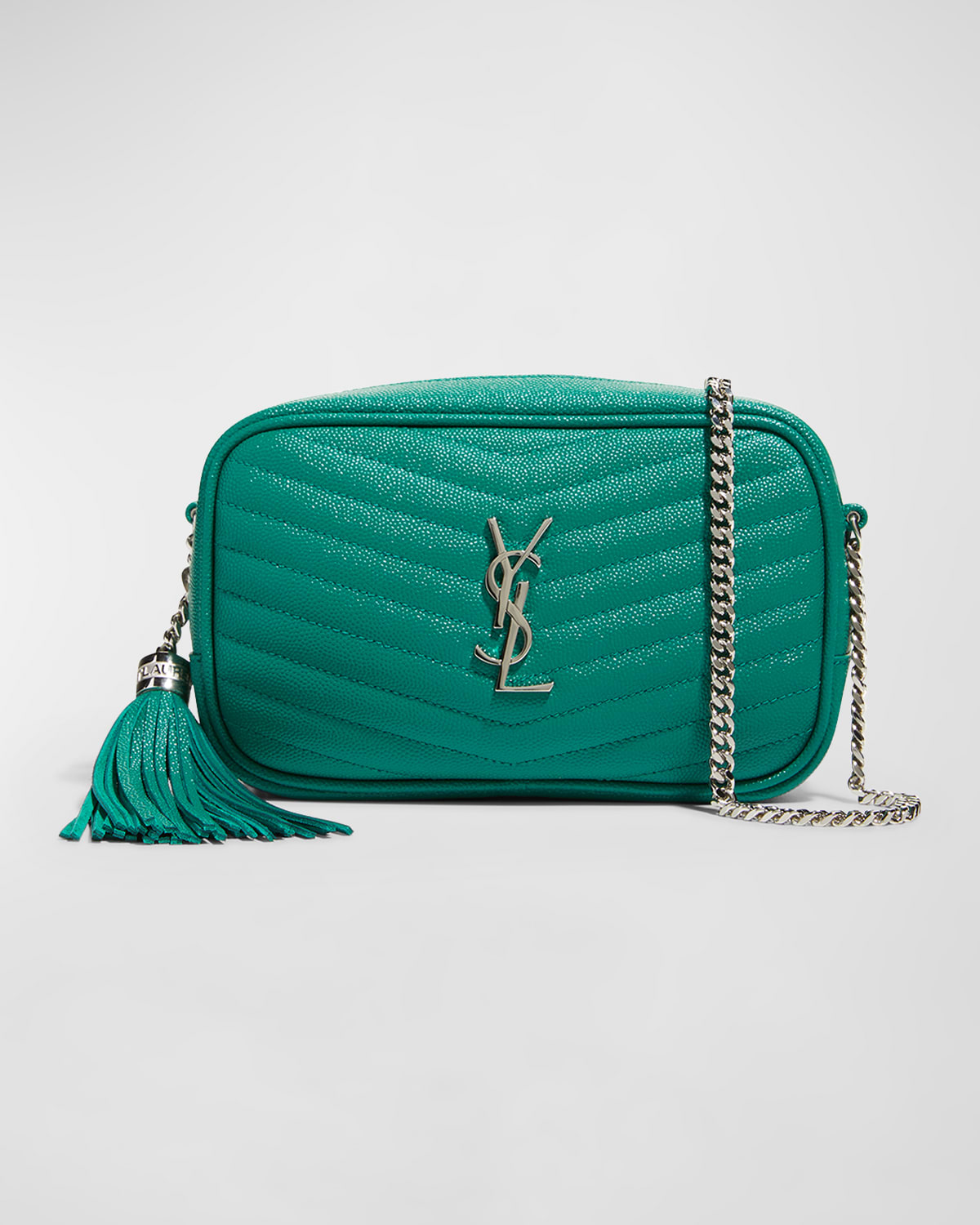 Saint Laurent Lou Mini Monogram Ysl Quilt Calf Camera Bag In Green