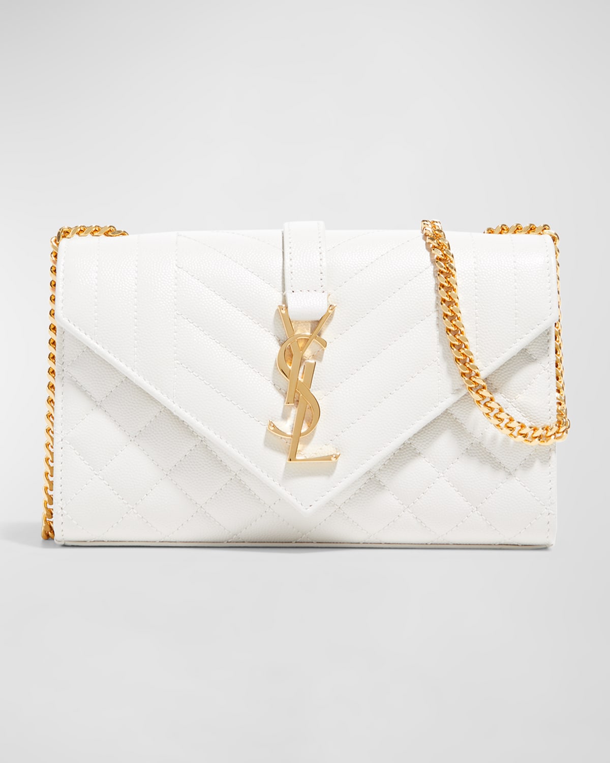 Saint Laurent Small Envelope Calfskin Leather Shoulder Bag In Taupe