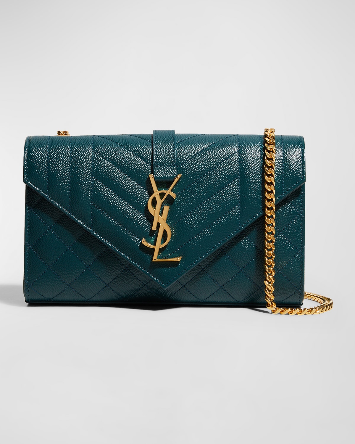 Saint Laurent Small Ysl Monogram Leather Satchel Bag In Sea Turquoise