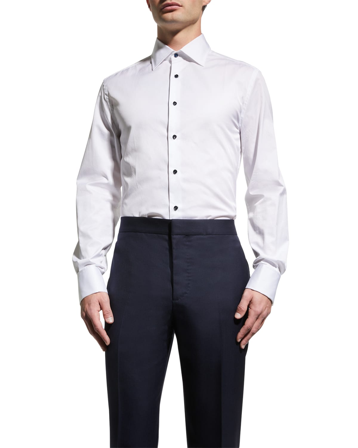 Shop Brunello Cucinelli Men's French-cuff Tuxedo Dress Shirt In White 07