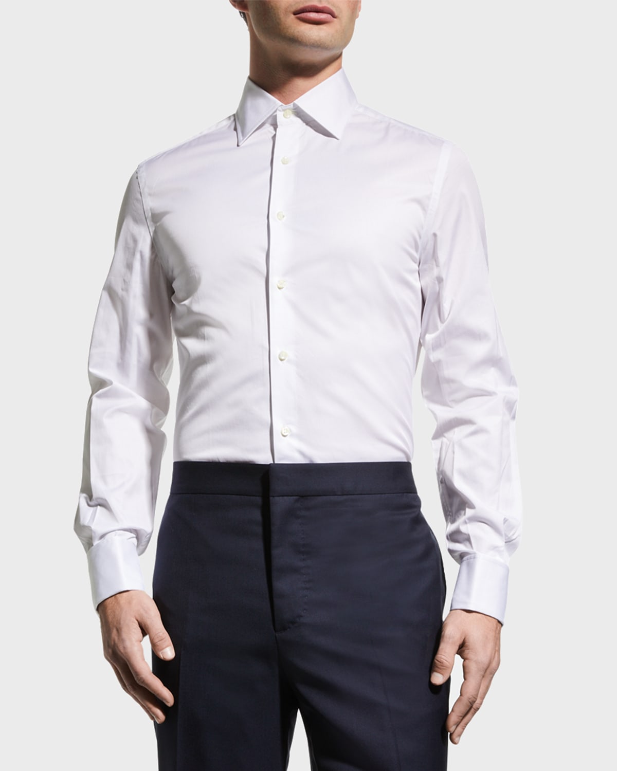 Shop Brunello Cucinelli Men's French-cuff Tuxedo Dress Shirt In White 02