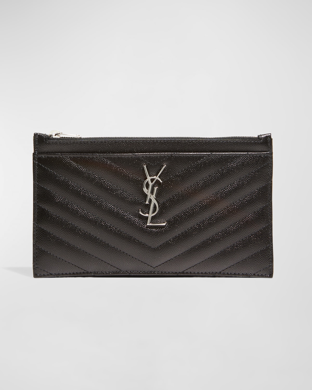 Saint Laurent YSL Quilted Leather Monogram Clutch Wristlet Pouch