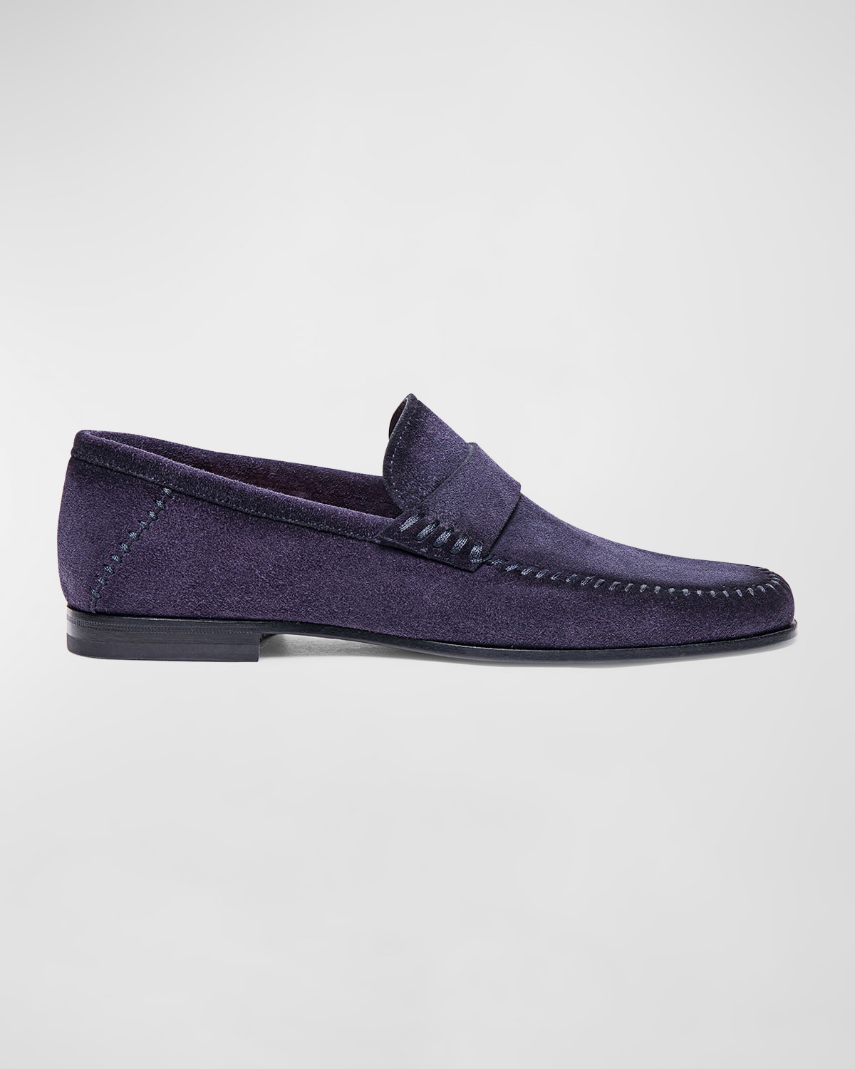 Shop Santoni Men's Paine Whipstitched Leather Loafers In Blue