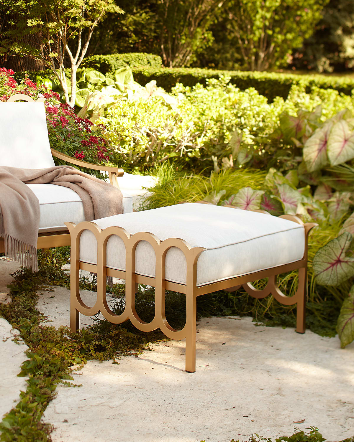 Neiman Marcus Savannah Collection Ottoman In Gold