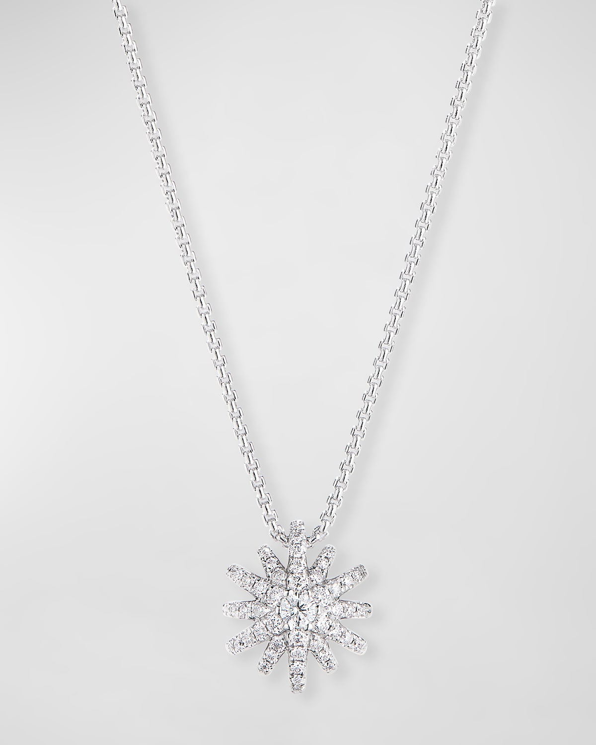 David Yurman Starburst Pendant 18k White Gold Diamond Pave Necklace
