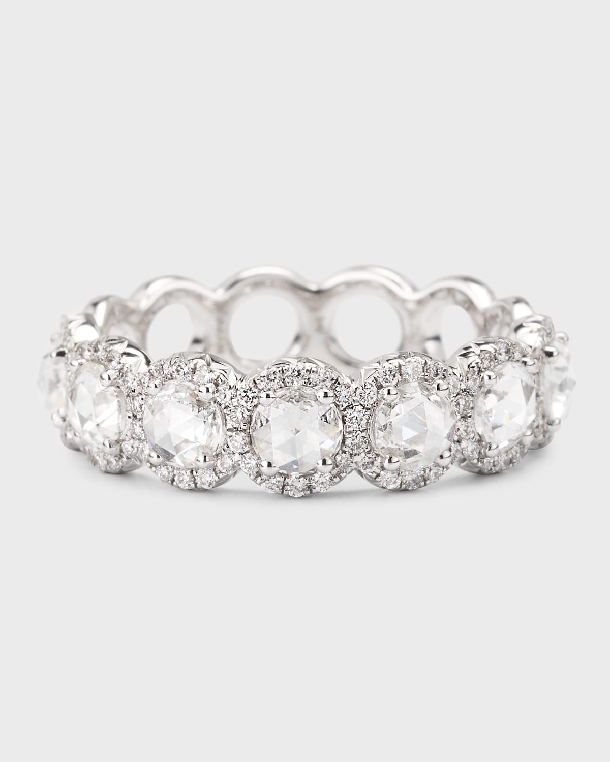 Scallop 18K White Gold Scallop Diamond Bangle, 5.75tcw