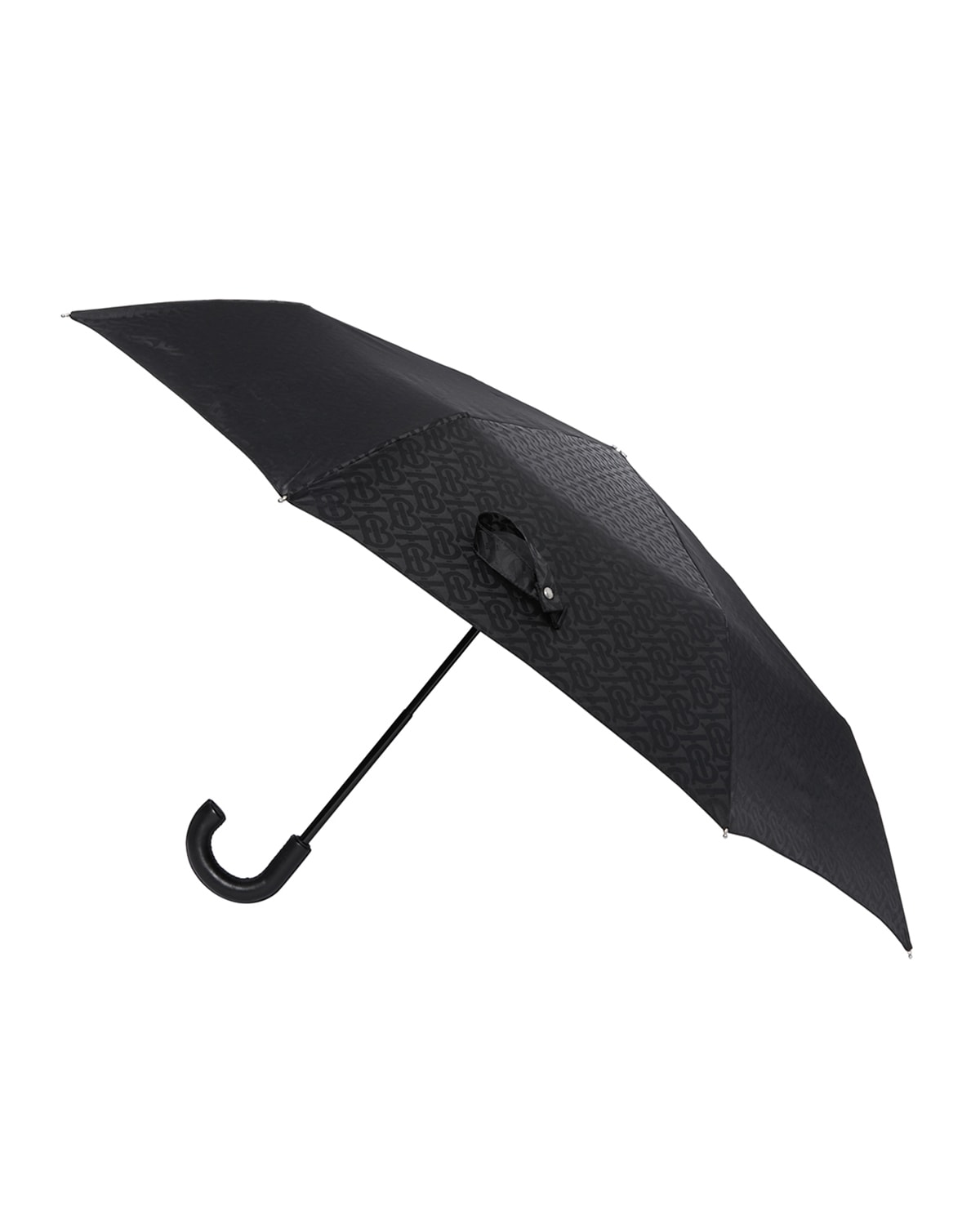 Burberry Trafalgar Monogram Logo Jacquard Foldable Umbrella In Black