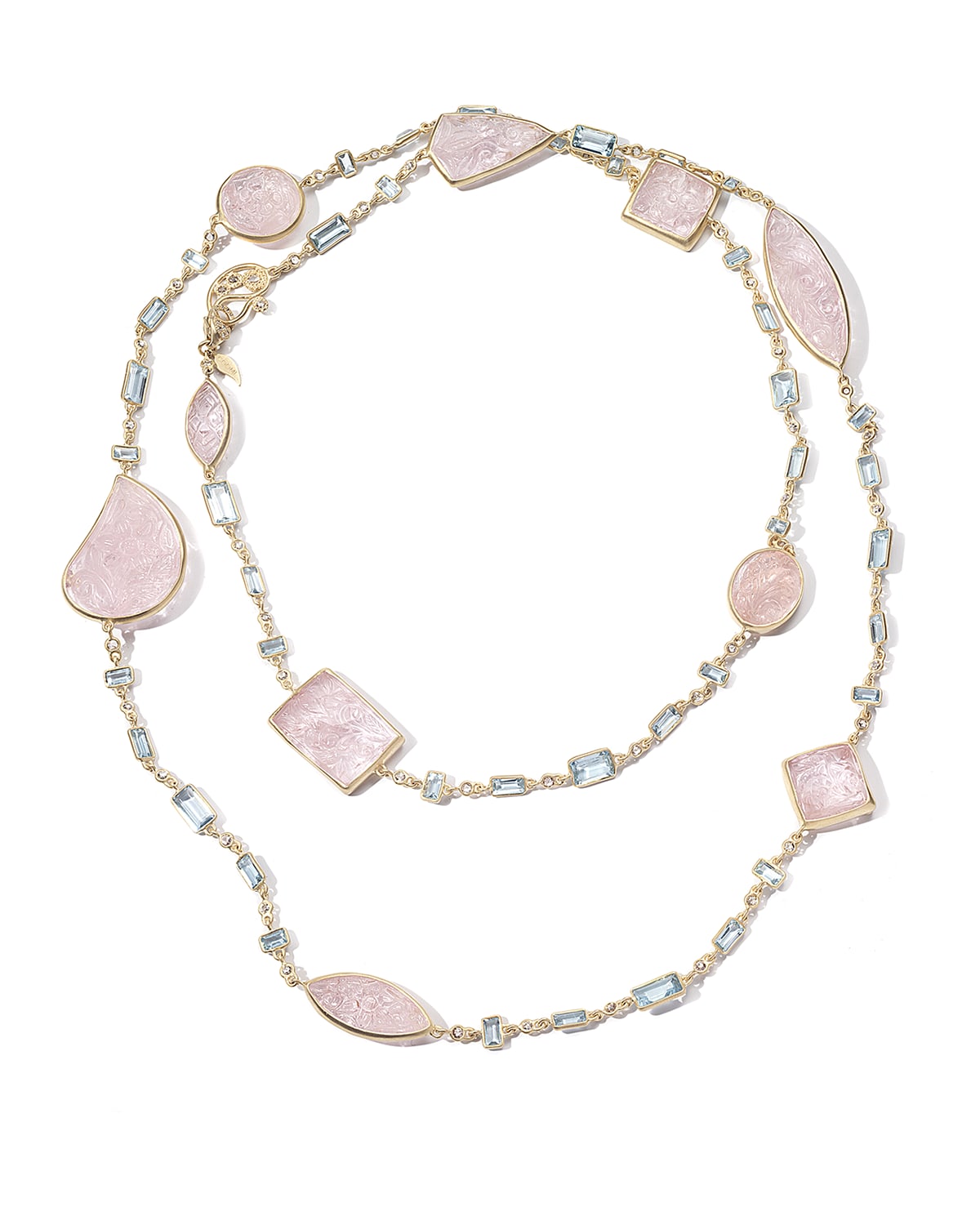 COOMI Affinity 20K Long Morganite & Aquamarine Necklace w/ Diamonds