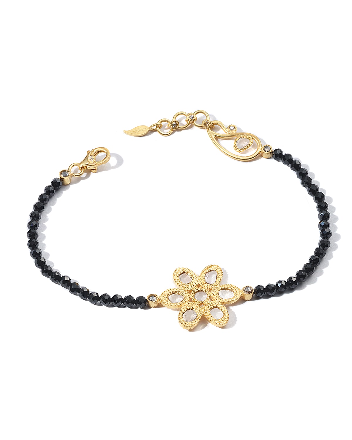 COOMI Affinity 20K Black Spinel Diamond-Flower Bracelet