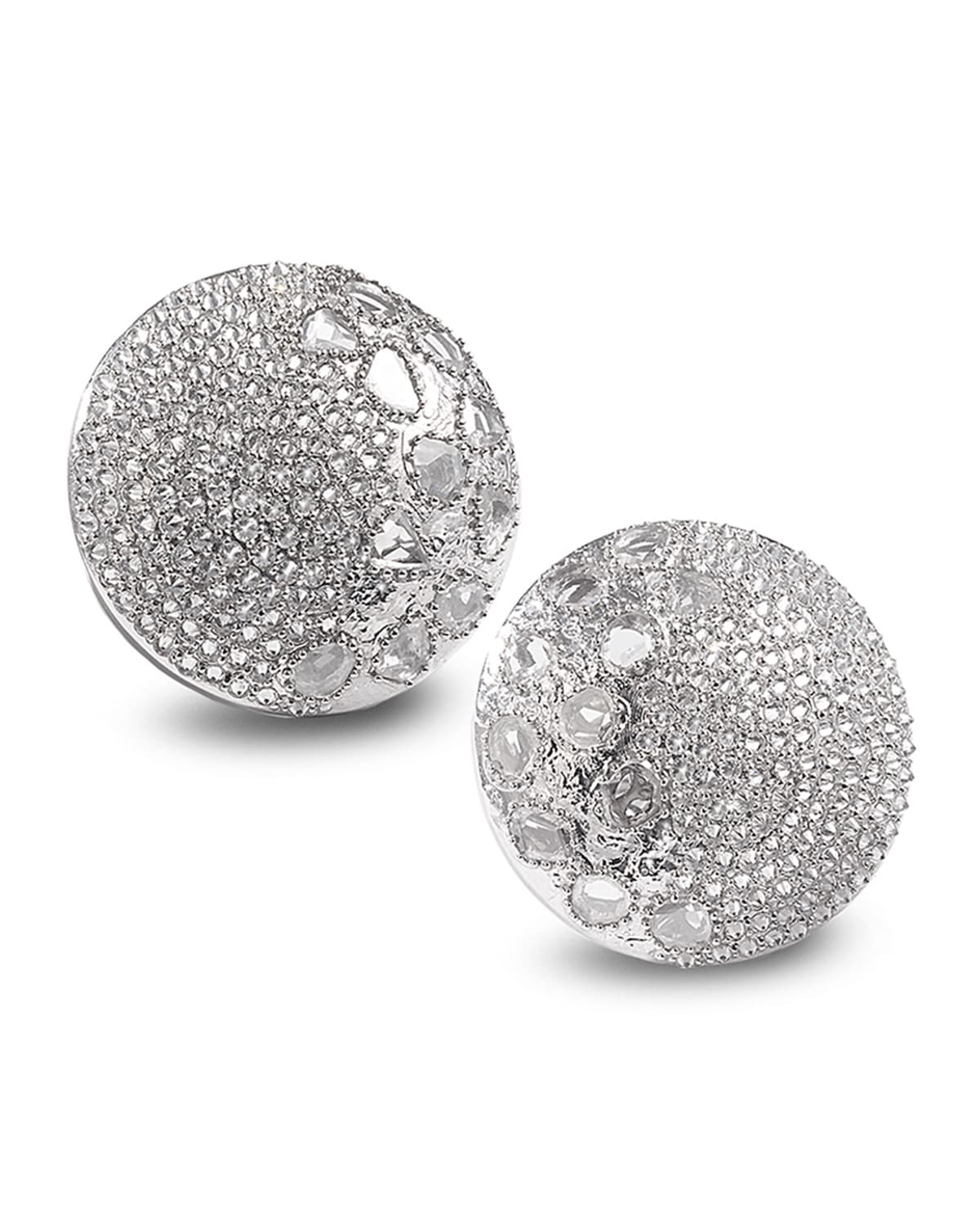 COOMI Eternity 18k White Gold Diamond Button Earrings