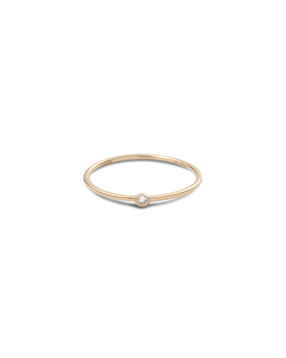 20k Bezel-Set 1-Diamond Stack Ring, Size 7
