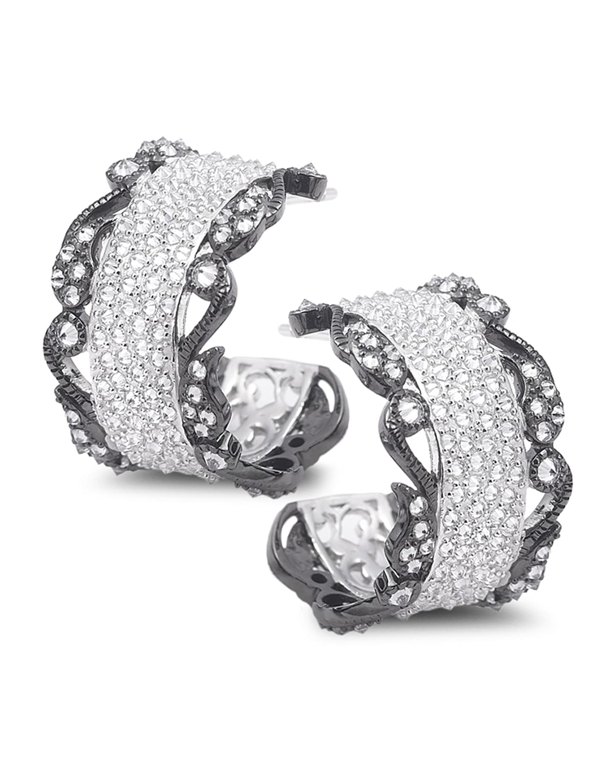 COOMI Vitality 18k White Gold Diamond Huggie Hoop Earrings