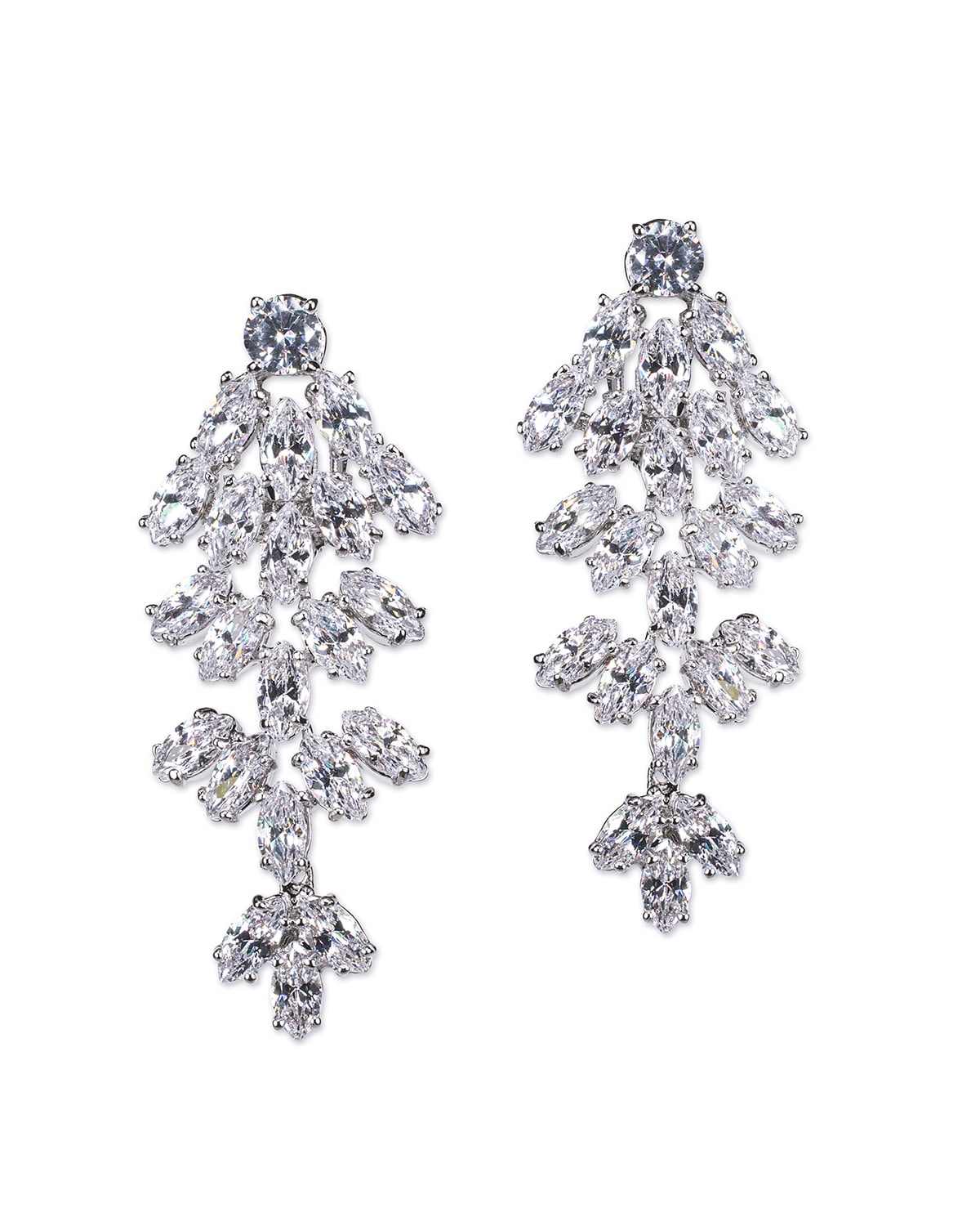 Cubic Zirconia Tiered Marquise Earrings