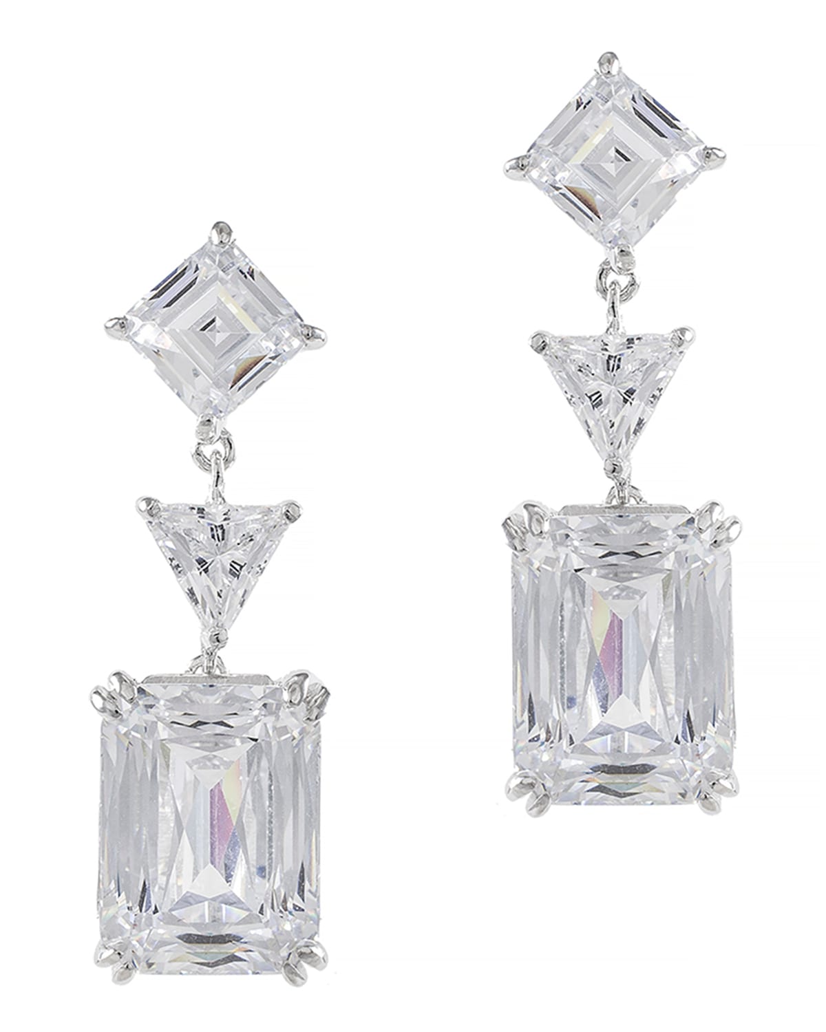 Golconda By Kenneth Jay Lane Mixed-cut Cubic Zirconia 3-drop Earrings