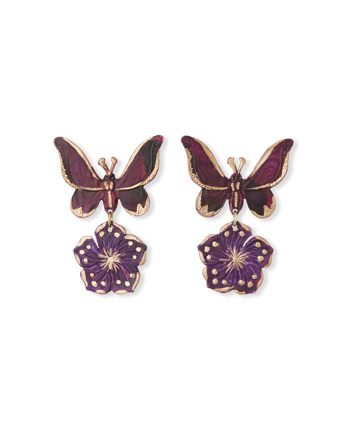 We Dream In Colour Butterfly Drop Earrings, Purple