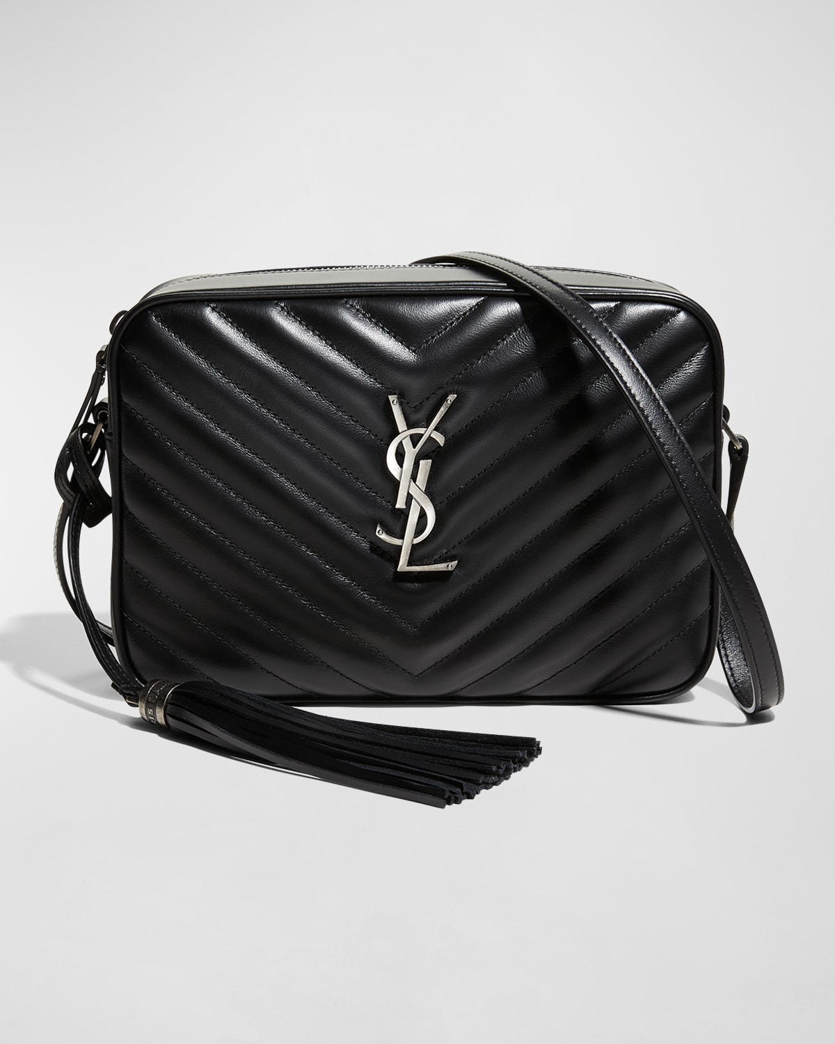 YSL Small LouLou Beige Crossbody Bag in Silver Hardware