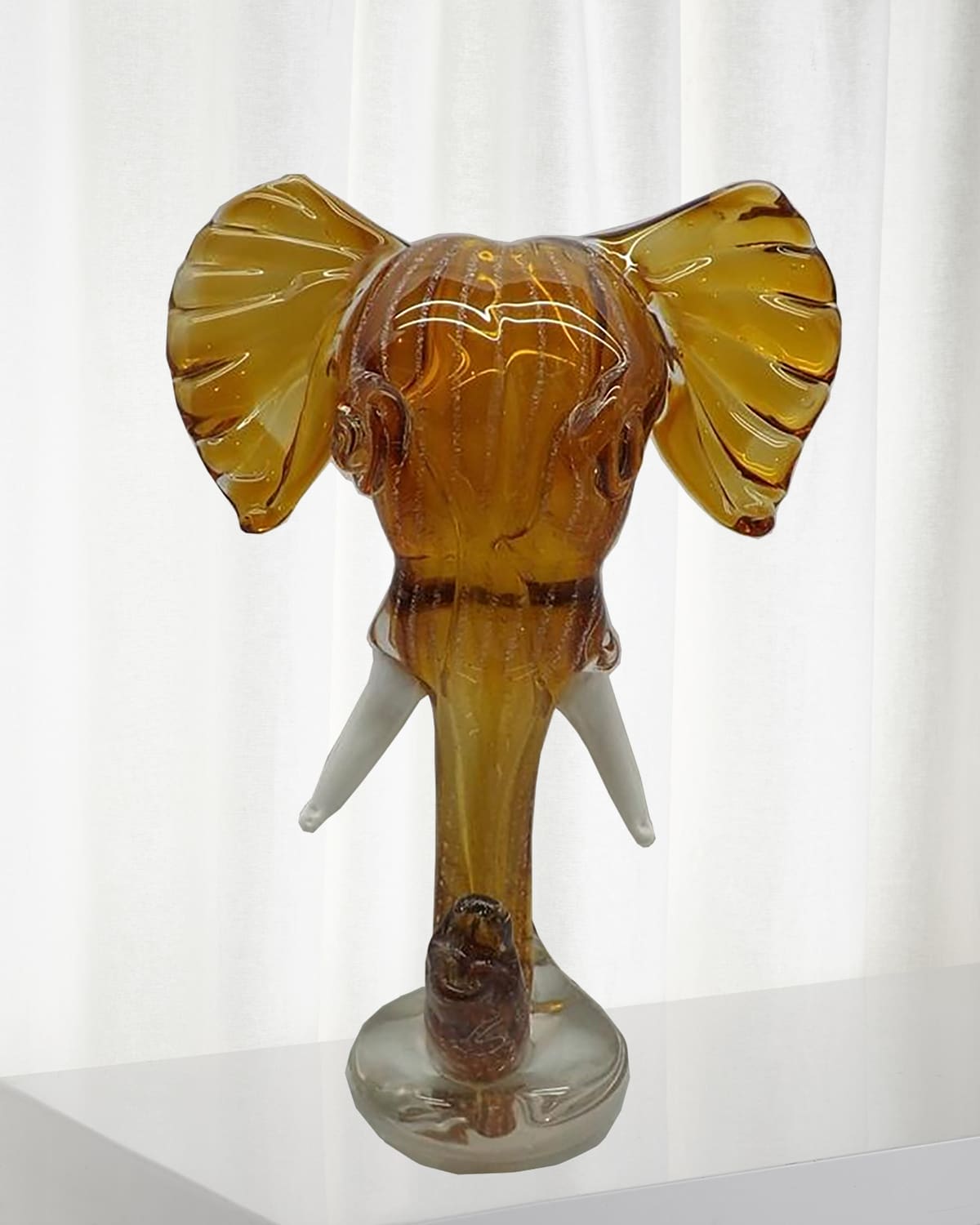 Shop Dale Tiffany Elephant Art Glass Sculpture In Amber