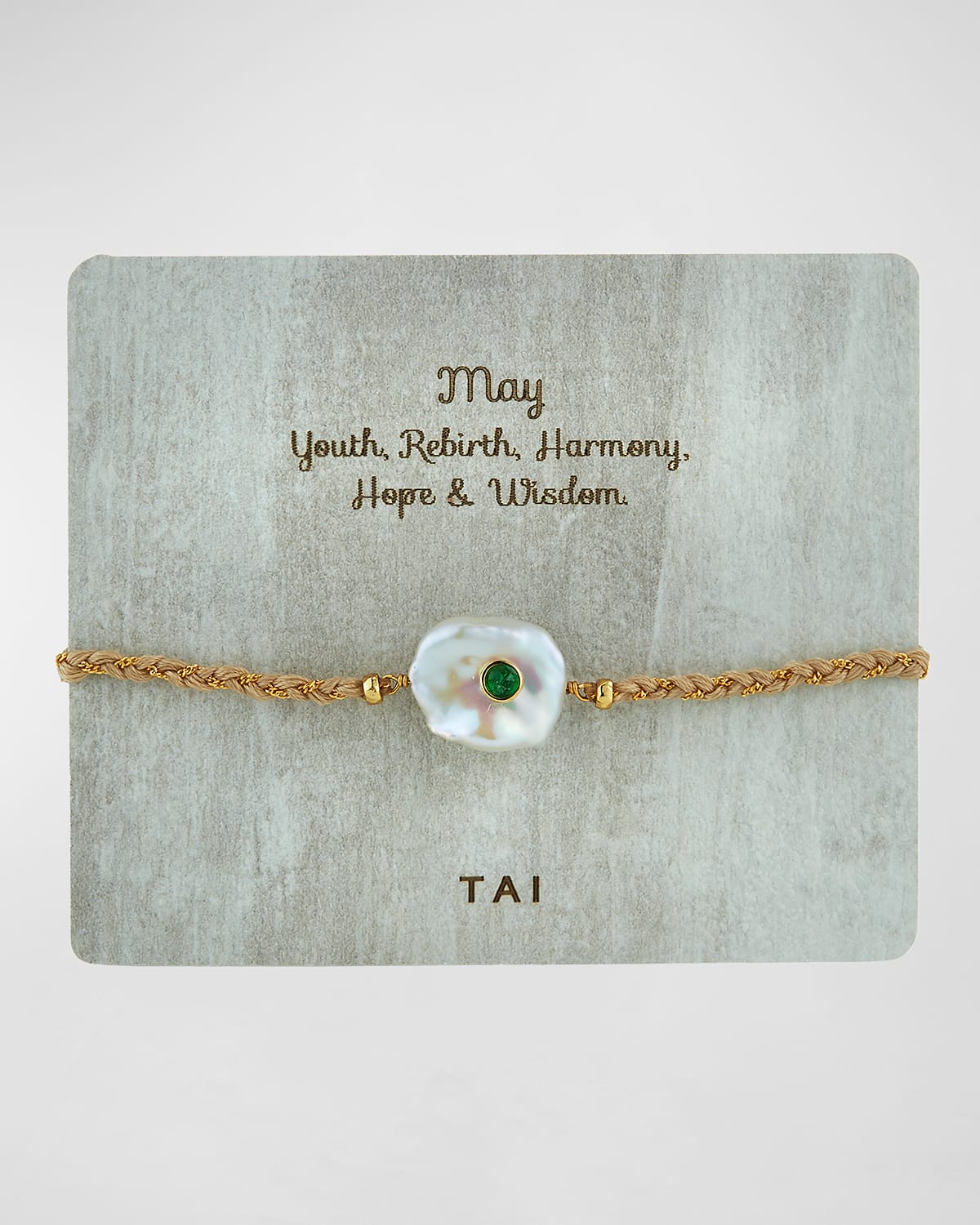 Tai Baroque Pearl Handmade Birthstone Bracelet In Emerald