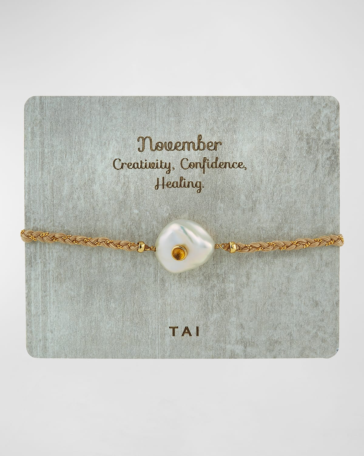Tai Baroque Pearl Handmade Birthstone Bracelet In Yellow