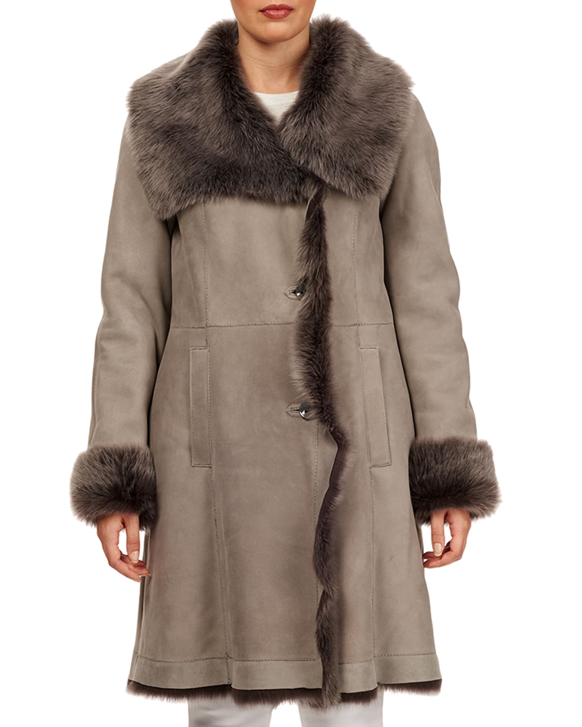 Hiso Toscanatrim Suede Stroller Coat In Gray ModeSens