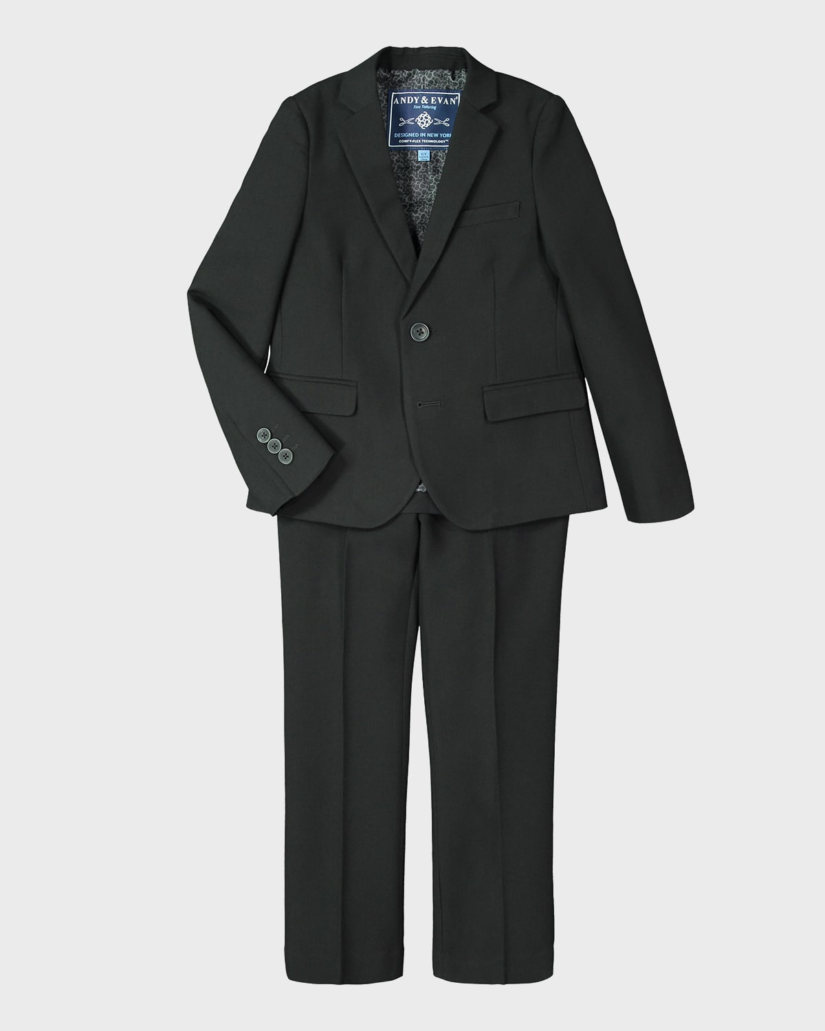 Andy & Evan Solid Stretch Two-piece Suit (big Boy) In Oxford
