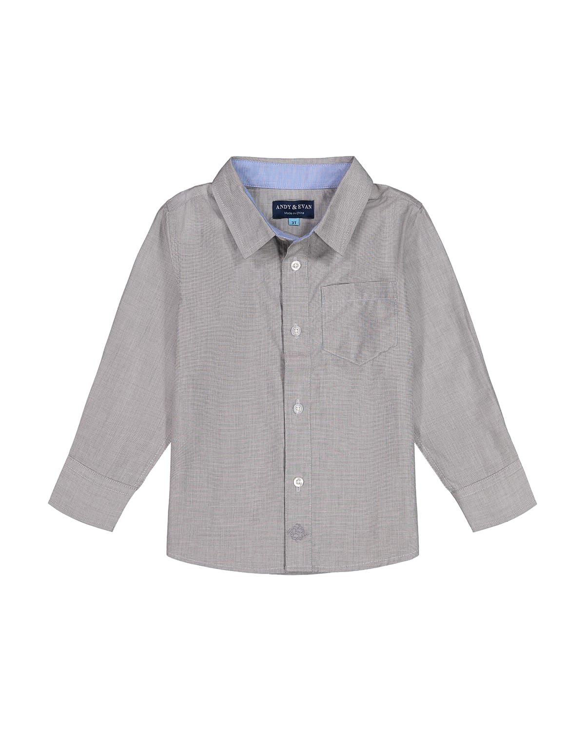 Andy & Evan Boy's Cotton Button-down Shirt In Grey