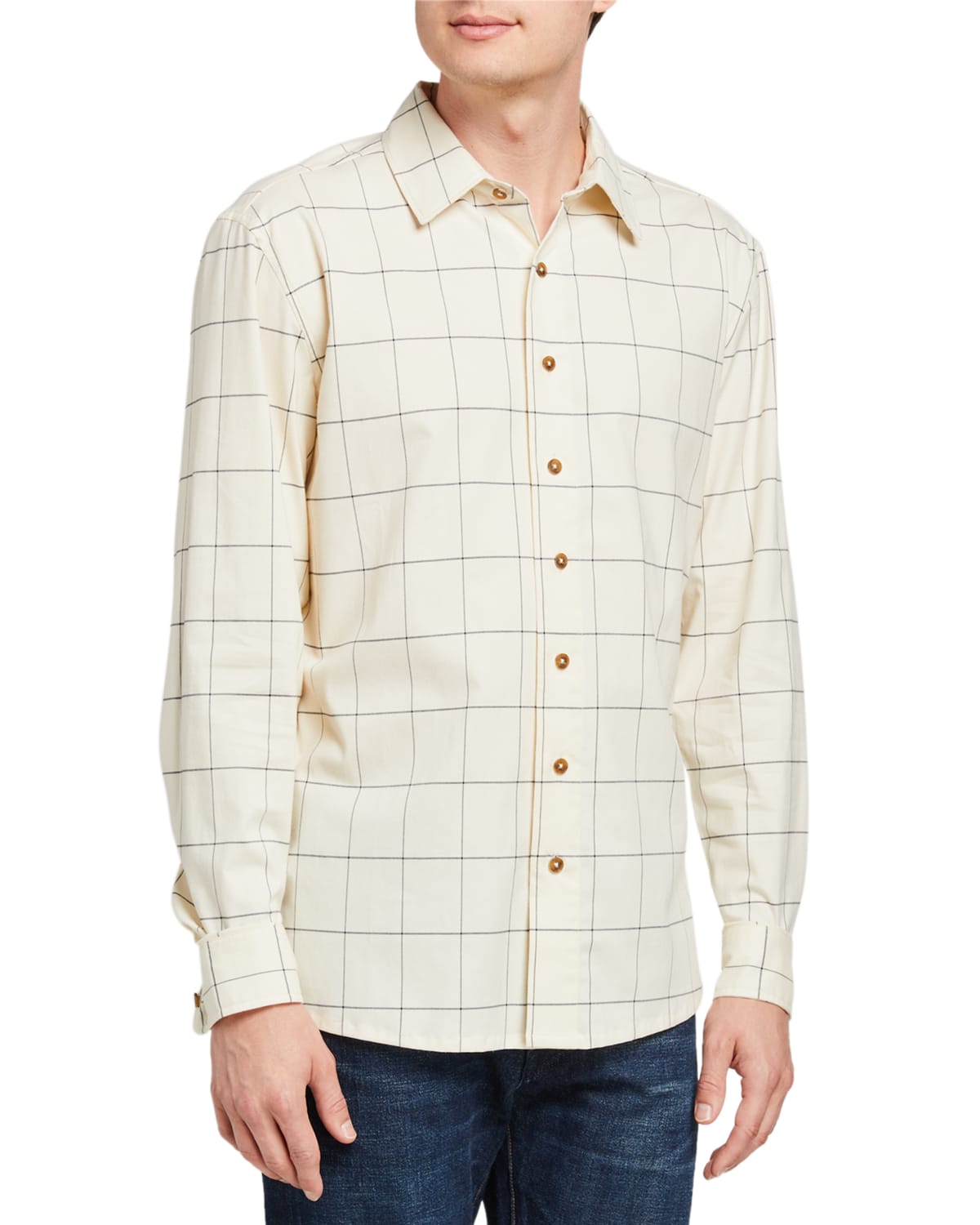 Fisher + Baker Men's Richmond Grid-pattern Dress Shirt In White/navy