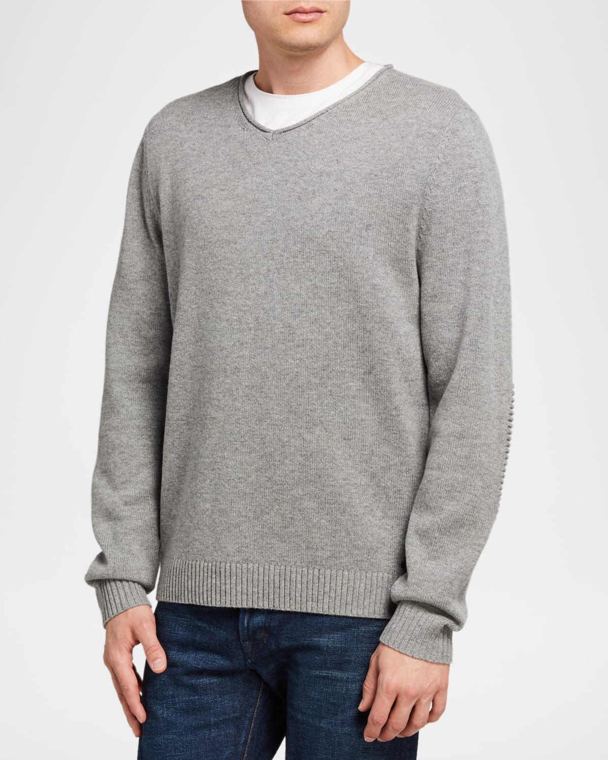 Fisher + Baker Men's Wentworth V-neck Sweater In Silver