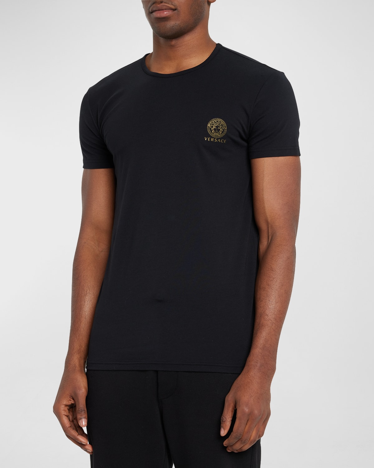 Shop Versace Men's 2-pack Medusa Head Logo T-shirt In Black Gold