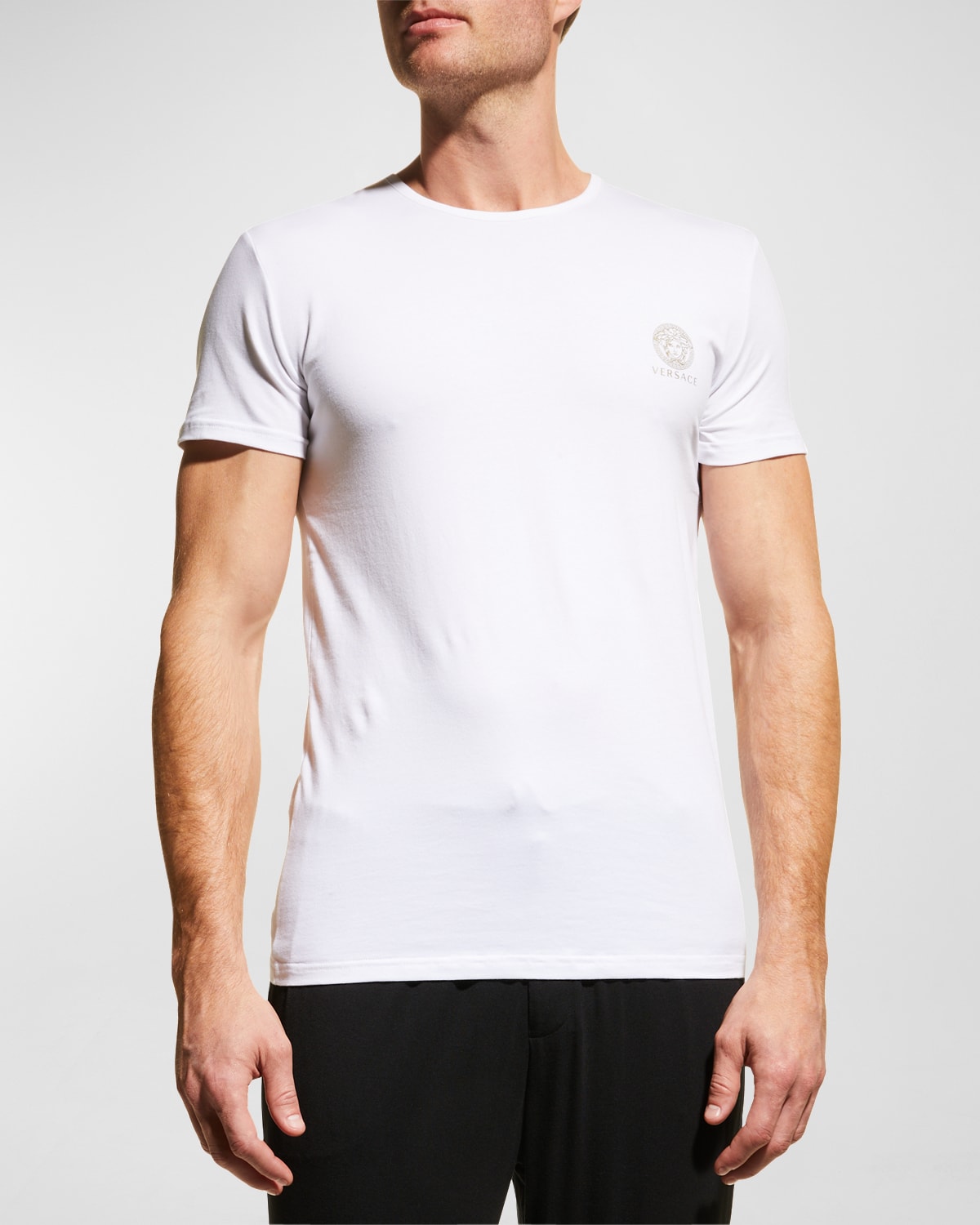 Shop Versace Men's 2-pack Medusa Head Logo T-shirt In Optical White