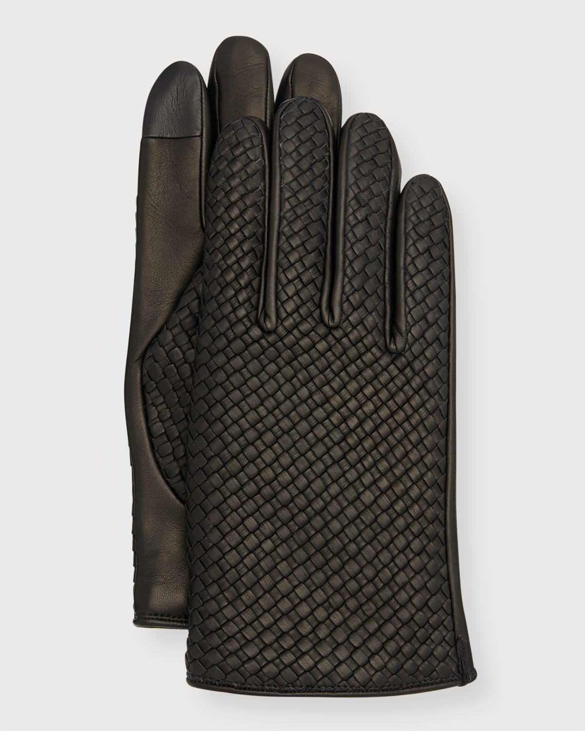 Agnelle Men's Woven Patina Leather Gloves In Black