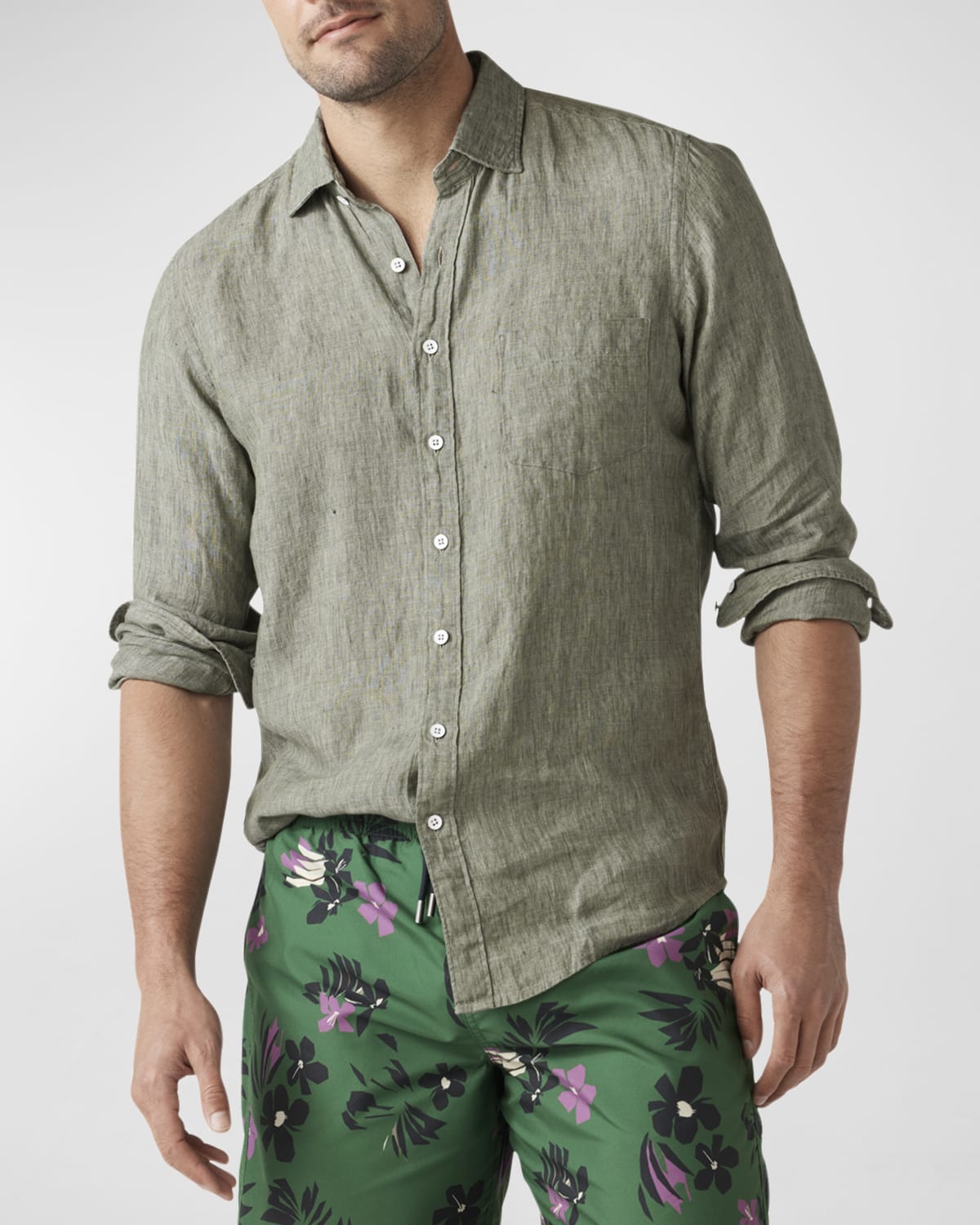 Rodd & Gunn Coromandel Button-up Linen Shirt In Kelp