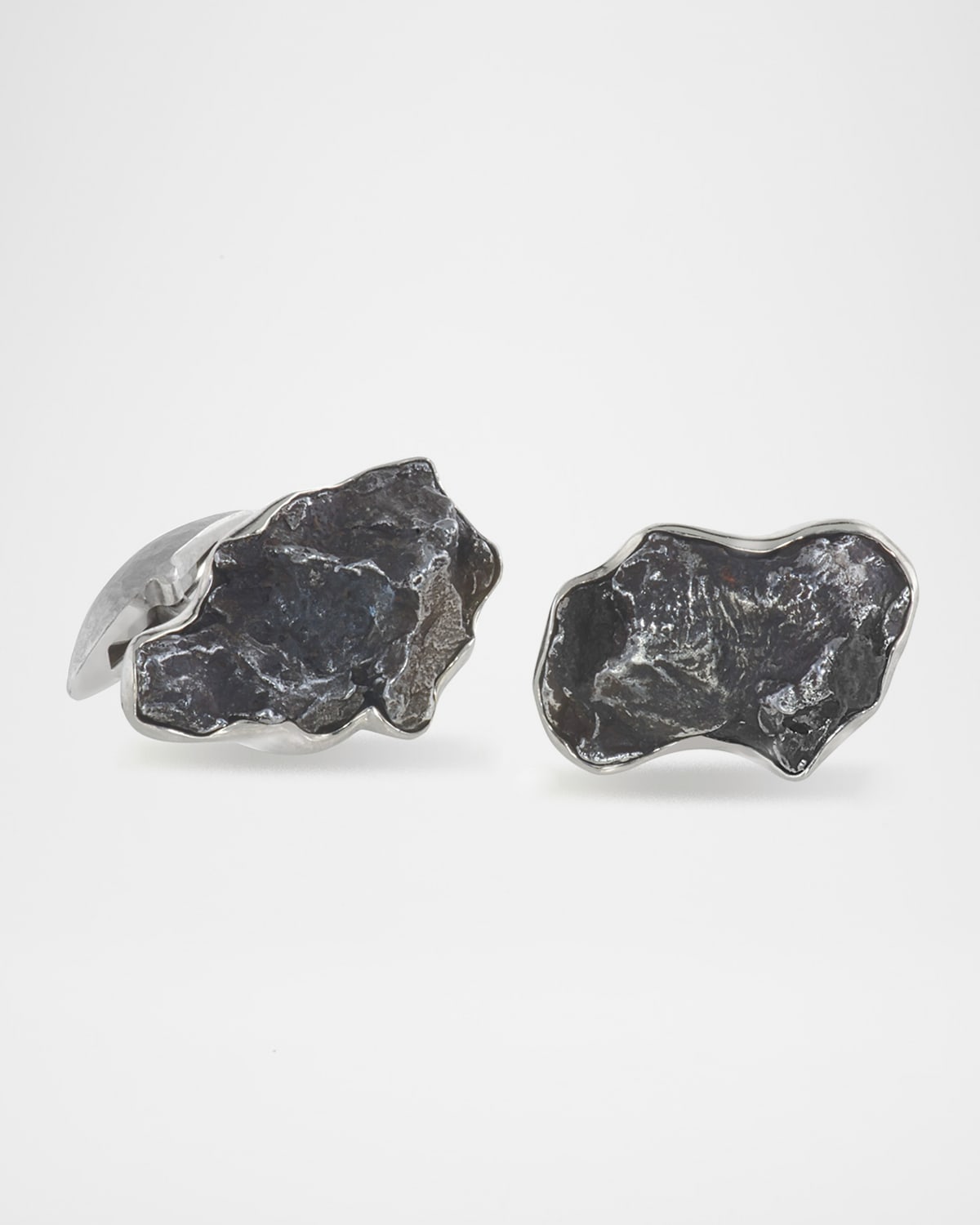 Men's Iron Meteorite 18k White Gold Cufflinks